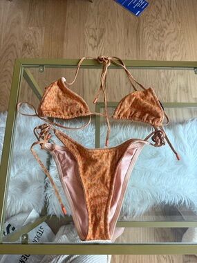 triangl swimwear Orange Leopard Print String Bikini
